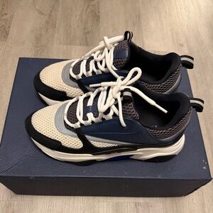 Dior B22 Navy Black Cream Mesh Men's Sneakers Sz 41
